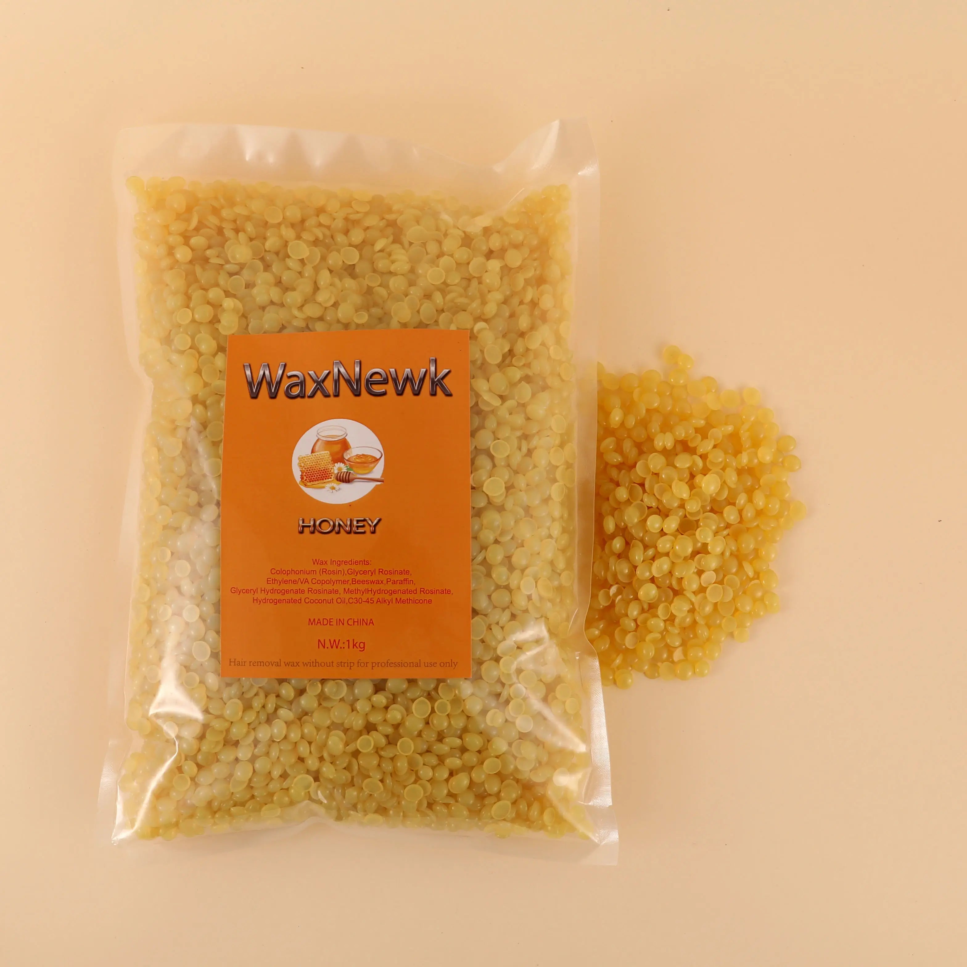 WaxNewK Private Label Profession Solid Depilatory Body Hair Remover Hard Hair Removal Honey 1kg Wax Bean
