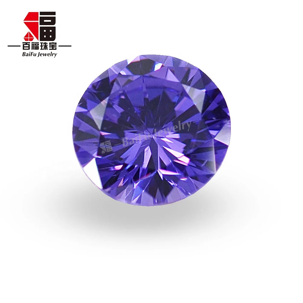 Baifu Jewelry 8mm Zirconia Top Quality Loose Round Purple Cz Stones