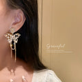 2025 Crystal dangle rhinestone fringe earrings moissanite diamond butterfly earrings tassel