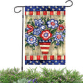 New Design Double Side Outdoor Decorative American Flag Pattern Floral Burlap Garden Flags for 4th of July Independence Day
