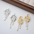 Gorgeous Golden Silver Vintage Geometric Natural Pearl Platinum Real Gold Plated Drop Earrings Small Bead Fringe Must-Have