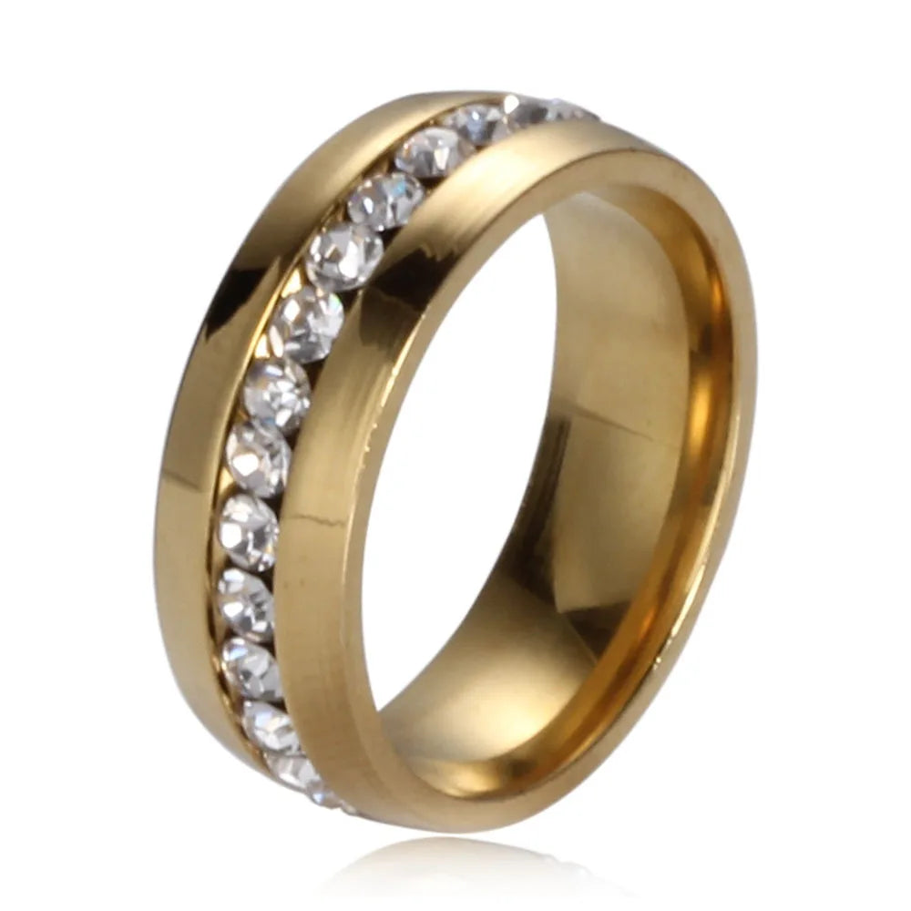 2022 Fashion Custom Titanium Steel Diamond Gold Ring for Women Glowing Seal Metal Ring Jewelry