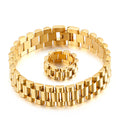 Kalen Chain Watch for Men Fashion Bracelet and  Ring Steel Jewelry Sets for Man