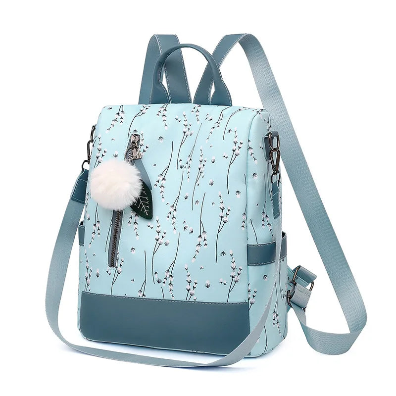 New Women Fashion Printed Flower Anti-theft College School Bag Travel Large Capacity Shoulder Bag Backpack