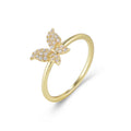 INS 925 Sterling Silver Couple Ring Lovely Animal butterfly Zircon Thin Gold Plated Rings for Women Rings