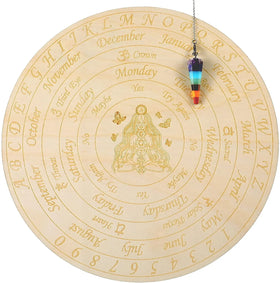 One Set Chakra Wooden Pendulum Board Dowsing Divination Metaphysical Message Board Altar Witchcraft Crystal Pendulum Board