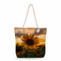 Manufacturers Direct Marketing Creative LOGO Customs Sunflower Printed Handbags Large Capacity Beach Bag with Rope Handle