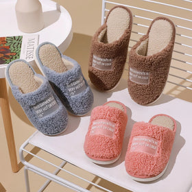 Flip-flops for Wholesale Factory Price Indoor Spring Autumn Winter Keep Warm Women's TPR+Plush Height Increasing