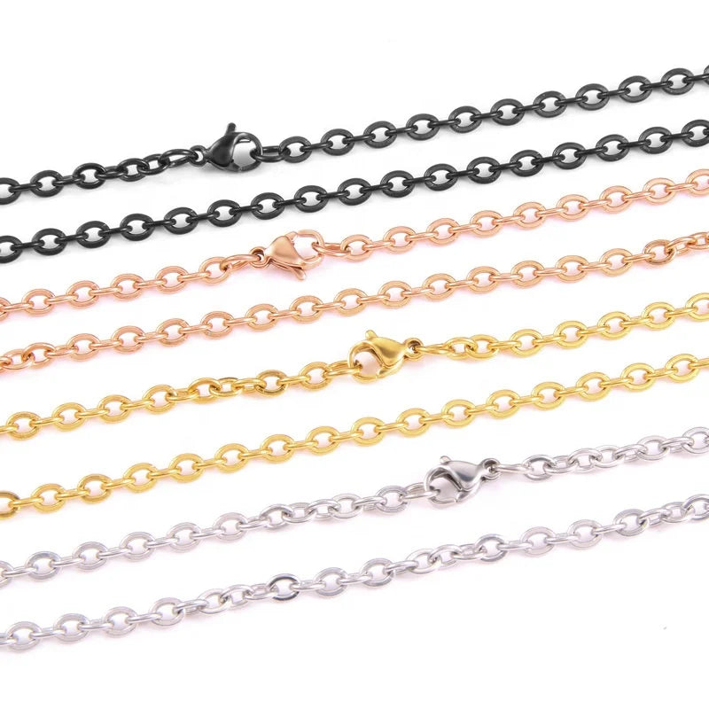 Wholesale Supply Stainless Steel Cross Chain Jewelry Flattened O Chain Necklace Accessories