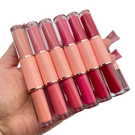 Make Your Own Brand Mineral Waterproof 2in1 Double Liquid Lipstick Gloss Kit Bulk Custom Logo Vegan Private Label Nude