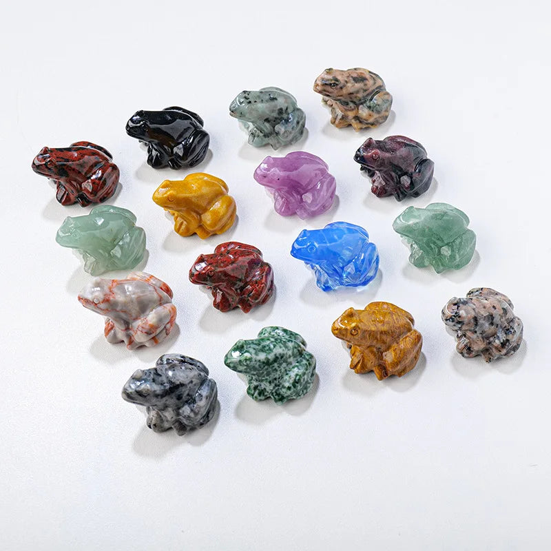 Frog | Hand Carved Animal Sculptures Mix Gemstone Animal Home Decoration Europe Feng Shui Mascot Crystal Animals Figurine