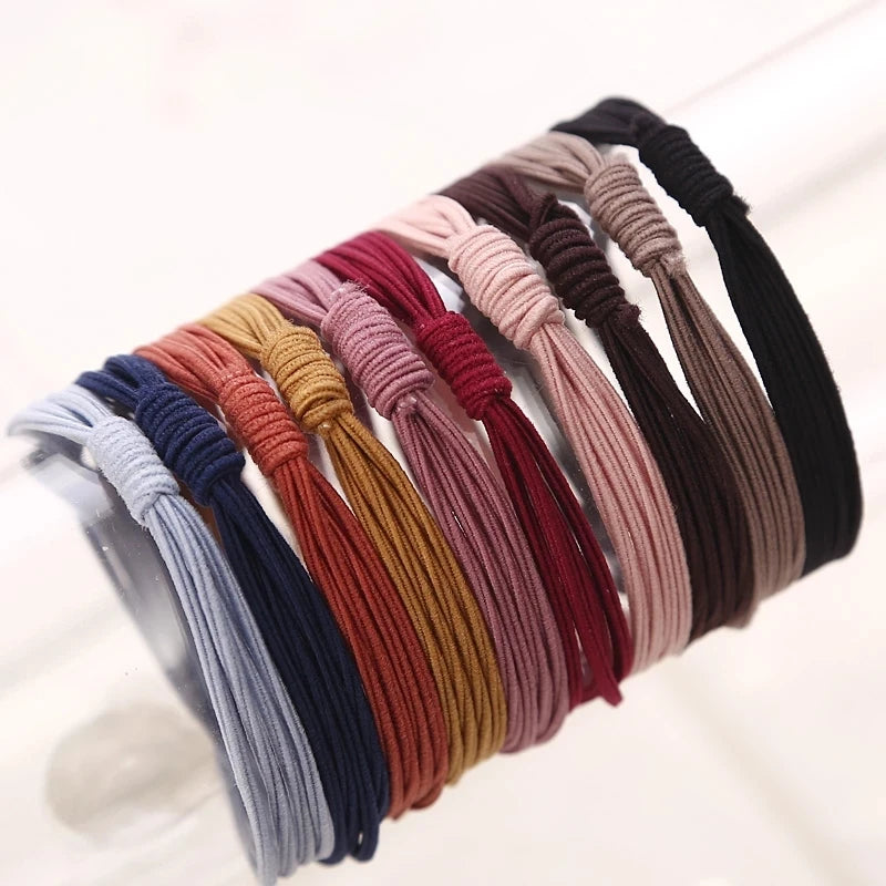 Colorful 4 in 1 Knot Elastic Rubber Bands Hair Accessories for Women and Girls Tie Ponytail Holders Headwear