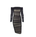 Guangzhou Auyan Casual Ladies Dress Long Sleeve Bodycon with Sequined Decoration off the Shoulder and Natural Waistline