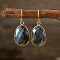 Minimalist Women's Gold-Plated Tiger Eye Labradorite Dangle Earrings Natural Gem Stone Designer Jewelry Fashion Drop Ear Rings