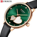 CURREN 9077 Luxury Ladies Quartz Leather Wristwatch Rhinestones Elegant Dress Women's Sport Business Clock Pointer Display Gift