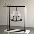 Large Rectangle Table Centerpiece New Black Hanging Chandelier Candlestick Holder with Frame for Party Occasions