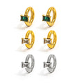 New Ins Popular Simple Green Clear Zircon 18K PVD Gold Plated Cuff Earring Stainless Steel Jewelry Waterproof Gold Jewelry