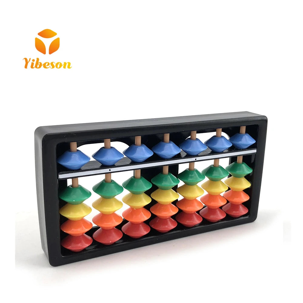 Promotional Portable Soroban Kids Small Mini Toys rainbow Beads Colors 7 Rods Plastic Abacus