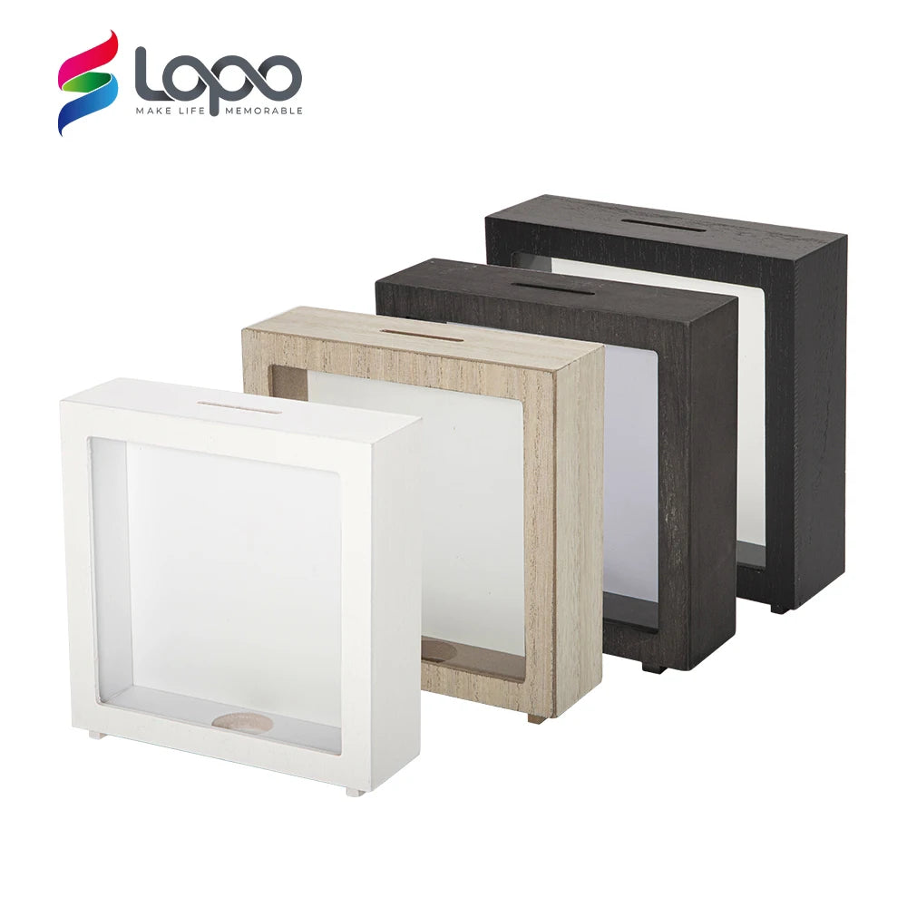Lopo Home Decor Shadow Bank Box Frames Wooden Money Box-Piggy Bank for Sublimation-6.5" X 6.5"