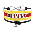 Manufacturer 224 Countries and Regions National Flag Color Wrap Leather Bracelet Infinity Love Team Country Flag Bracelet