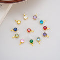 Colorful Round Zircon Charms 925 Sterling Sliver Pendant for Jewelry Bracelet Necklace Making Accessories