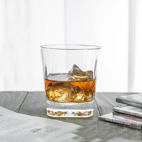 Novare 11 oz Clear Transparent Rock Whiskey Glass Drinking Glasses Set Old Fashioned Modern Square Customizable Party Use Stock
