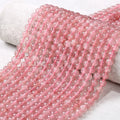 8MM Strawberry Quartz Round Jade Beads for Bracelet Natural Loose Gemstone Crystal Quartz Stone Beads for Jewelry Making