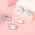 Creative Cute Cat Headphone Game Console Mouse Handle Keyboard Soft Enamel Lapel Pin for Girl Gift