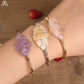 Gold Silver Wire Wrap Copper Bangle Women Jewelry Healing Crystals Amethysts Citrine Rose Quartz Birthstone Cuff Bangles
