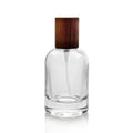 50ml Best Quality High Transparency clear Glass Cylindrical Shaped Oil Perfume Fragrance Bottle with Wood Lid