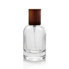 50ml Best Quality High Transparency clear Glass Cylindrical Shaped Oil Perfume Fragrance Bottle with Wood Lid