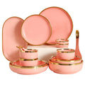 Western Style Black with Golden Rim Plate Bowl Dishes Spoon pink Ceramic  Tableware Set