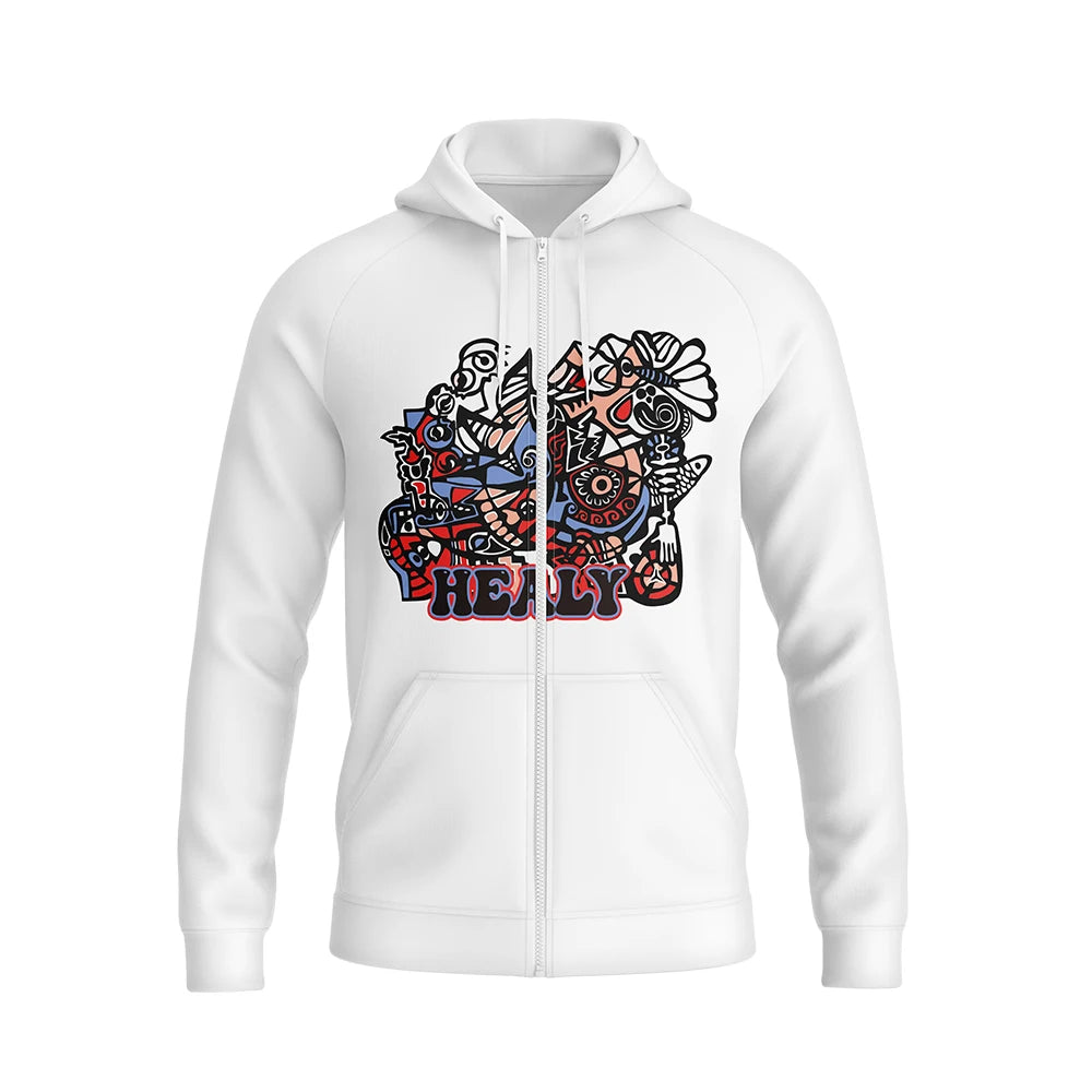 Custom Logo Oversized Fleece Mens Fullzip Full Face Zipper Hoodie White Men Hoodie Custom Zip Jacket Heavy Blank Zip up Hoodies