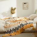 CXY Modern Style Fresh Color Soft 100% Cotton  Knitted Throw Blanket with Tassels for Sofa and Home Decoration