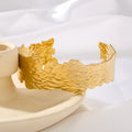 High Quality Jewelry Stainless Steel 18K PVD Gold Plated Irregular Texture Women Open Bracelet Bangle