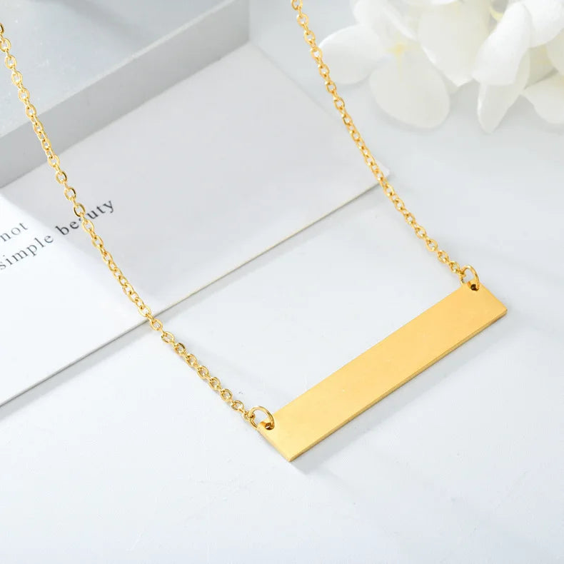 Cross-Border Hot-Selling Stainless Steel Crossbar Necklace Long Titanium Steel Clavicle Chain Fashion Pendant Necklaces Can Be