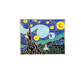 Wholesale Van Gogh Oil Painting Star Brooch Art Creative Pin Art Retro Romantic Star Sky Soft Enamel Pin