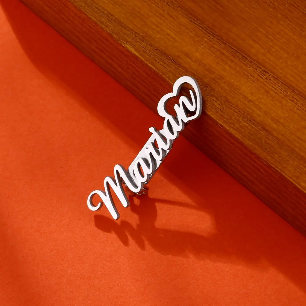 Personalized Stainless Steel Name Brooch Diy Vacuum Plating Letter Flower Pins Jewelry Accessories Weddings Name Initials