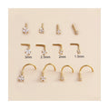 ERESI Stainless Steel Piercing Jewelry L Shaped Nose Studs Flower Cubic Zircon Nostril Bone Screw Indian Nose Ring