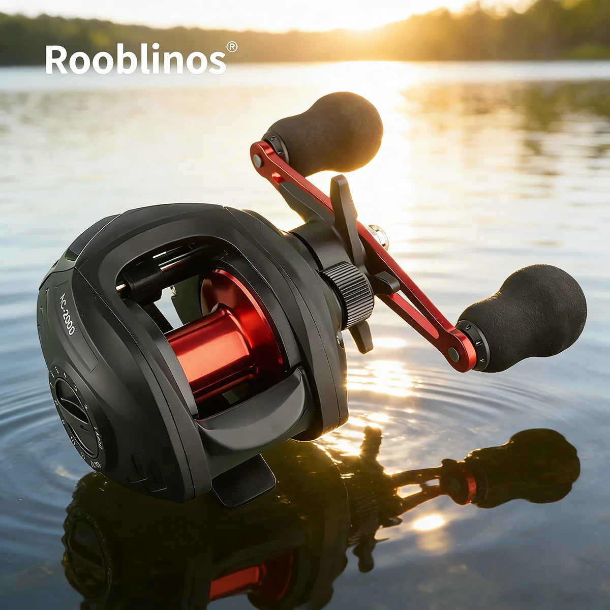 [Germany Stock] Rooblinos AC2000 Baitcasting Reel 7.2:1 Gear Ratio Nylon Dual-speed System Left Hand Use for Lake Stream Fishing