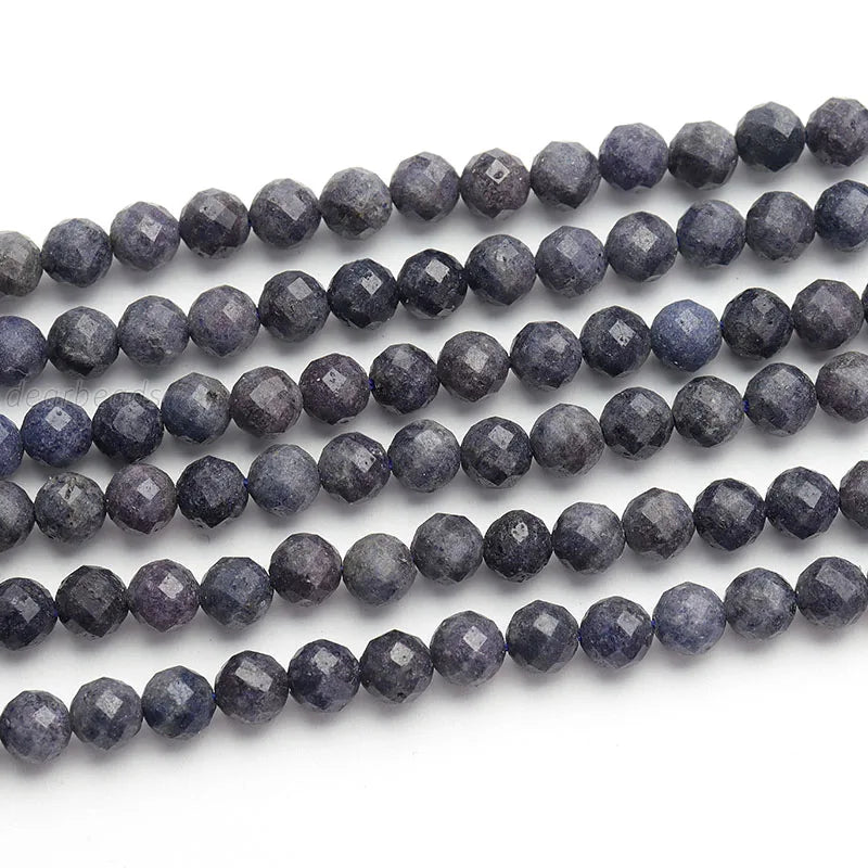 Natural Faceted Sapphire Beads Real Semi-precious Stones Beads for Jewelry Making 6MM 38CM