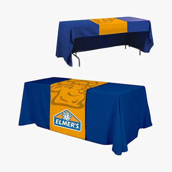 Foldable Polyester Pleated Table Covers Promotional Signs for Table Throws Dye Sublimation Printing