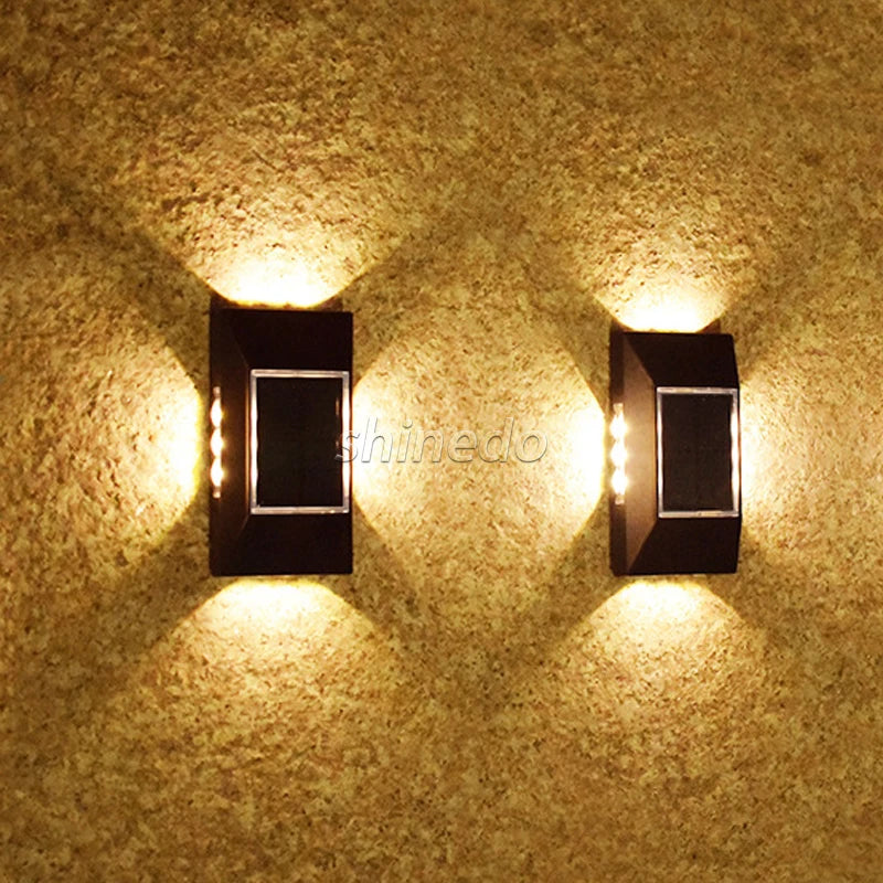 Waterproof 12 Bright LED Morden Garden Household Four Side Solar Wall Washing Lights for Outdoor