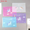 A4 File Bag Transparent Cute Buckle Students with Waterproof Paper Materials Stationery Storage Document Bag651