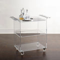 Modern Transparent Acrylic 4-Wheel 3-Shelf Hotel Trolley for Home Bar Kitchen Dining Living Room-Commercial Furniture