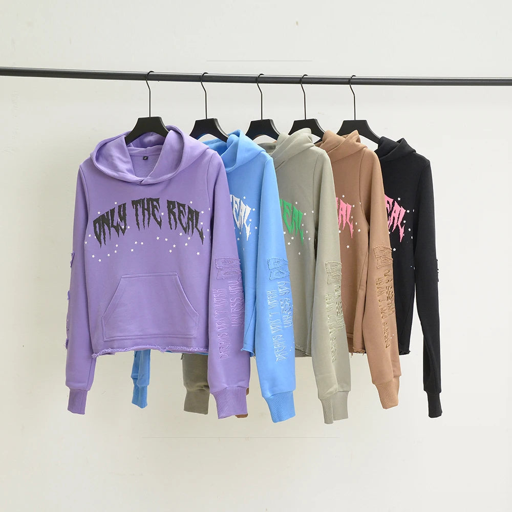 High Quality Unisex 2piece Casual Solid Custom logo Plus Size Raw Hem Hoodies and Sweat Pants Set Cotton Stacked for Men