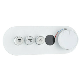 2023 Shower Diverter Thermostatic Valve Triple Handle Multi Function Soft Brushed Finish Brass Construction Tempered Glass Panel