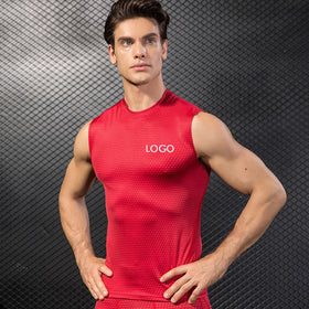 Wholesale Men Sports 85% Polyester Tank Top Custom Muscle Fitness Vest Men's Gym Tank Top