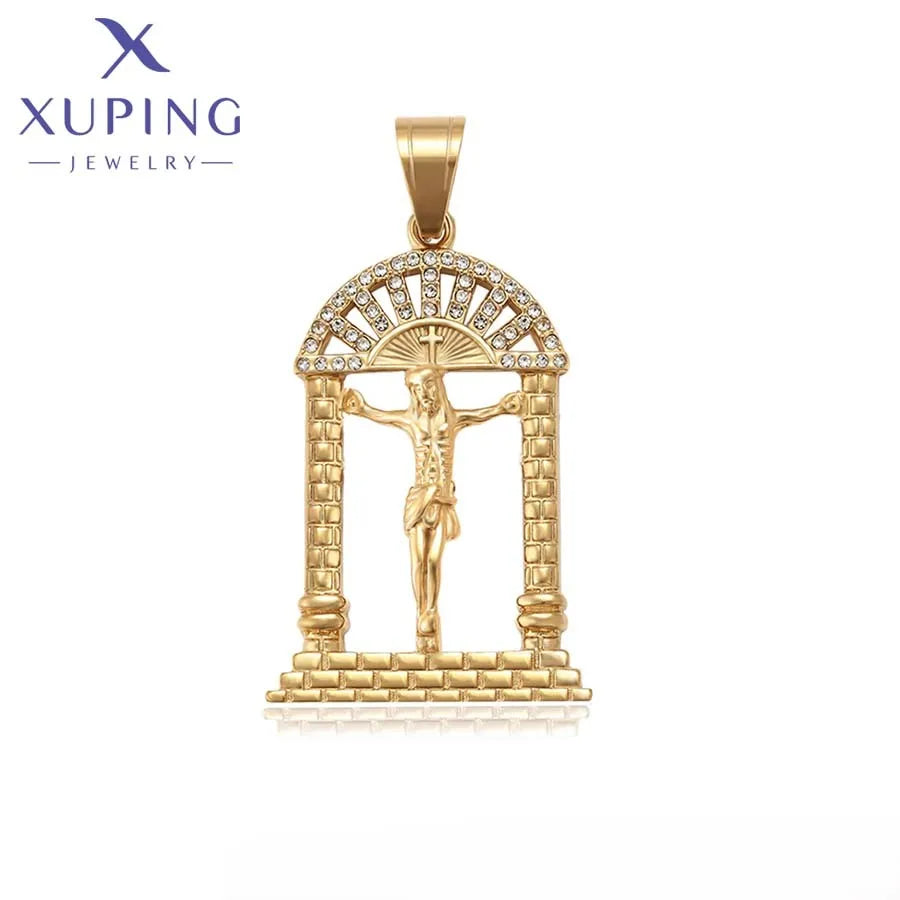 35441 XUPING JEWELRY 24K Gold Color Classic Luxury Stainless Steel Cross Women Custom Fine Fashion Jewelry Pendants Charms