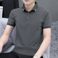 Summer Oversized T Shirt Men 2023 New Turn-down Collar Short-sleeved T-shirt Casual Solid Color Slim Fit Clothing